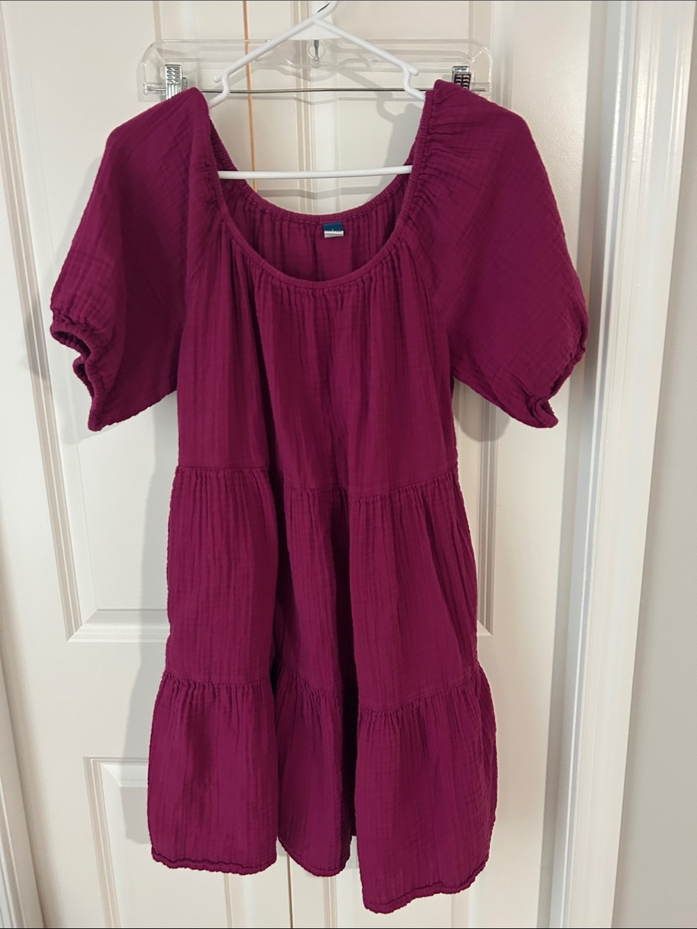 Old Navy Magenta Tiered Cotton Dress